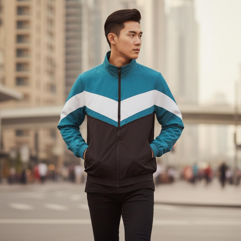 Weak Hero Class 1 Suho Jacket | Korean Streetwear Track Hoodie | Color Block Windbreaker Teal Black White | K-Drama Inspired Unisex  Jacket