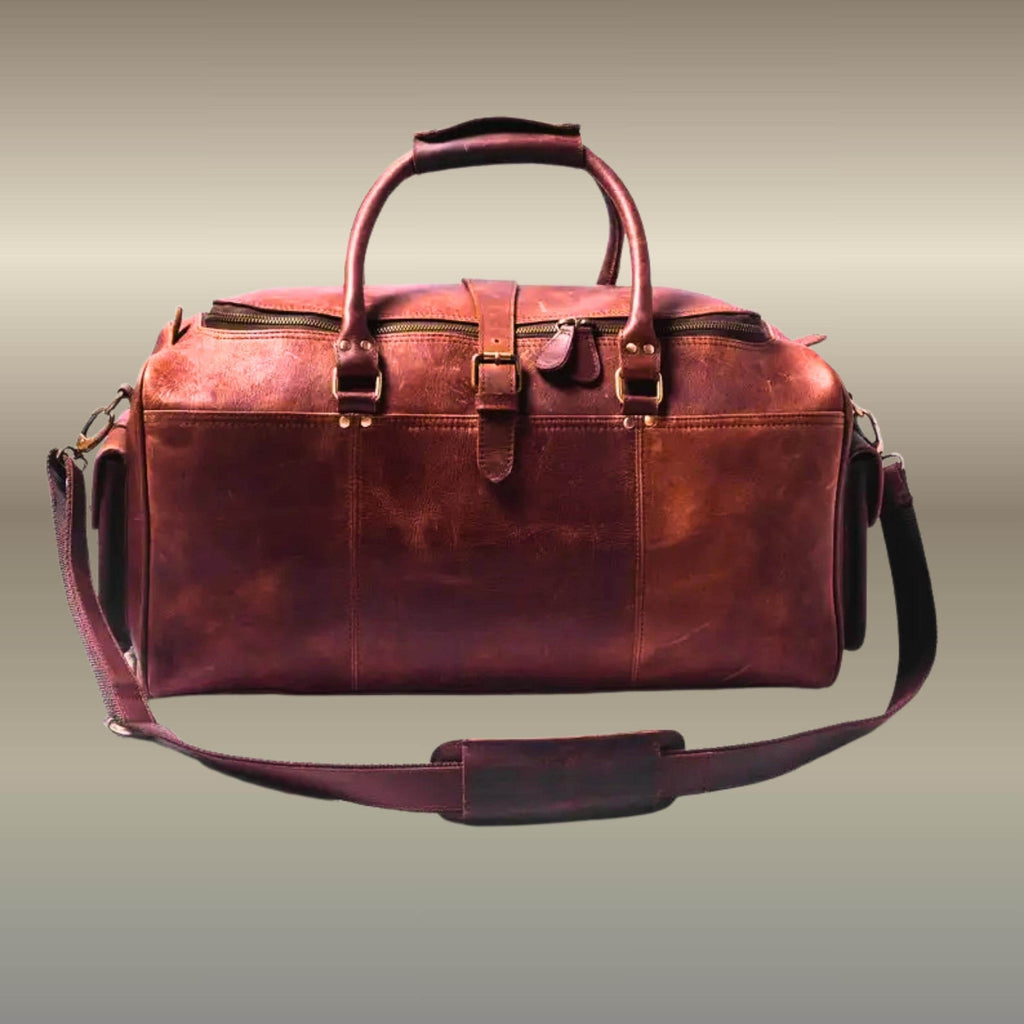 Personalized Full Grain Leather Duffel Bag Handmade Weekender Travel Bag Vintage Brown Men’s Overnight Gym Holdall Gift for Him