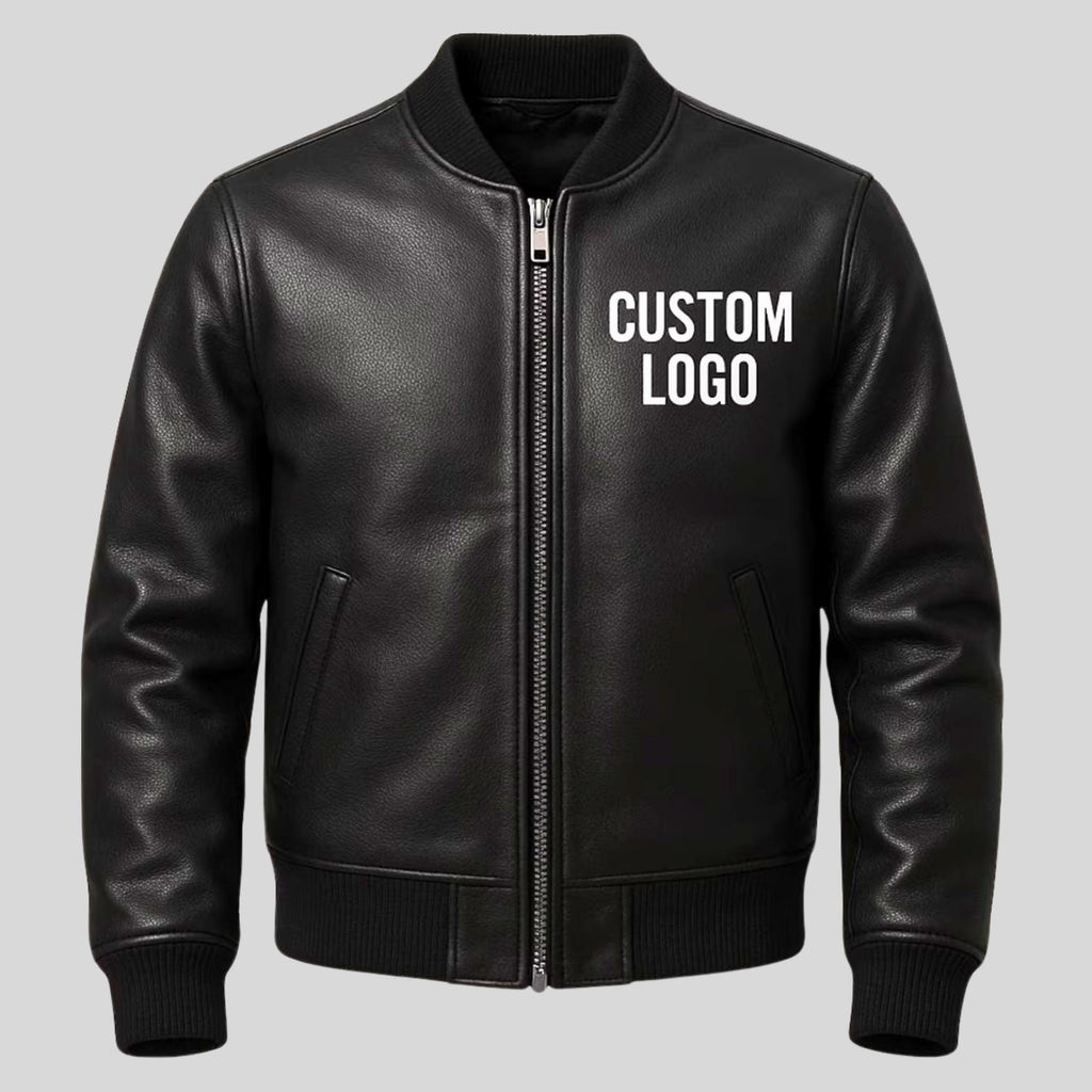 Custom Embroidered Sheepskin Leather Bomber Jacket | Handmade