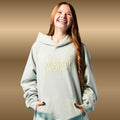 Embroidered 'Sincerely Yours' Hoodie | Gray & Light Blue Fleece Pullover | Oversized Unisex Cosplay Sweatshirt | Gift for Teen Girl
