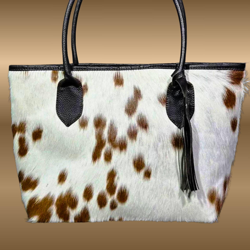 Handmade Hair-On Cowhide Leather Tote Bag | Western Boho Cowhide Shoulder Purse | Large Everyday Handbag