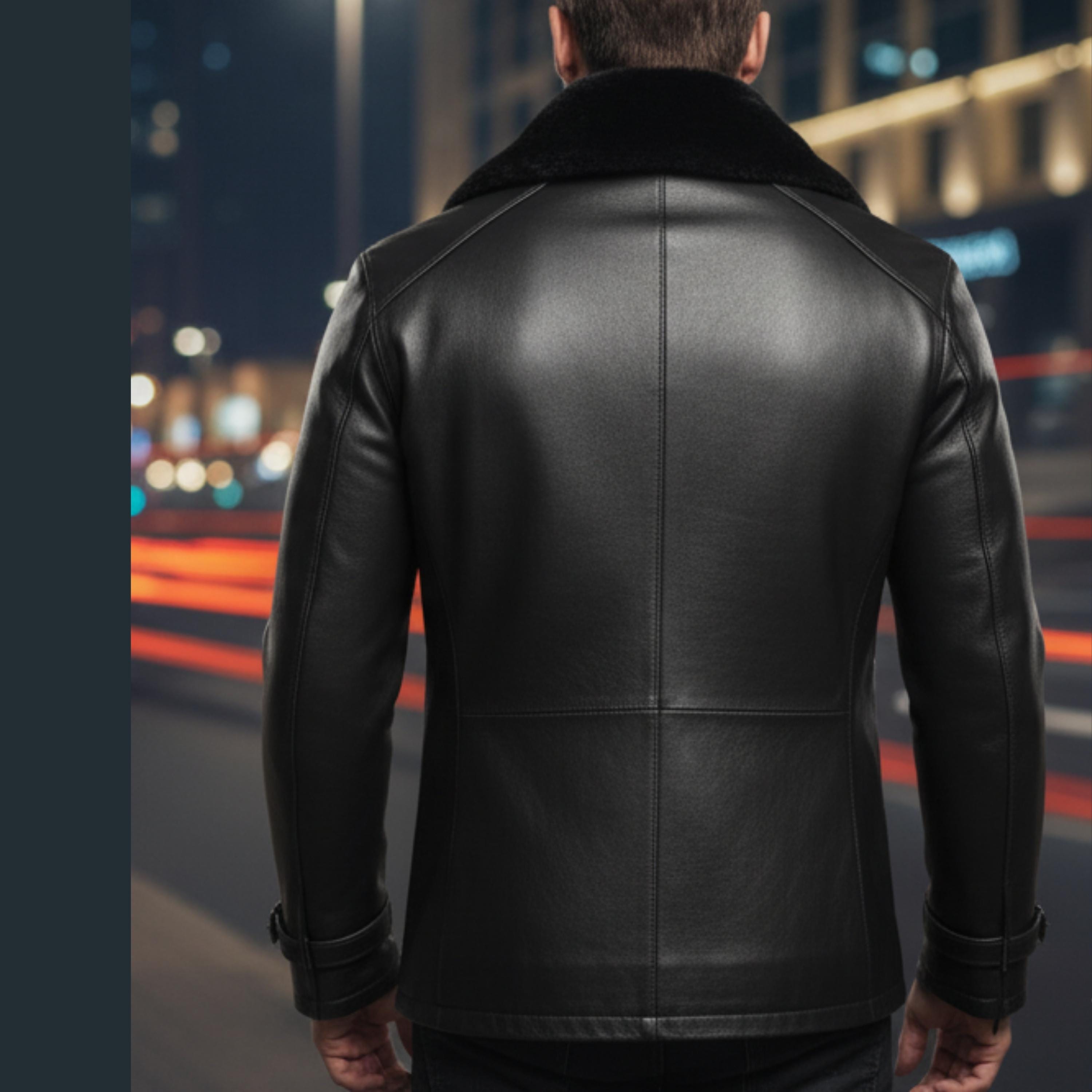 RE9 Leon S Kennedy Black Leather Trench Jacket with Fur Collar | Resident Evil Requiem Cosplay Leather Coat
