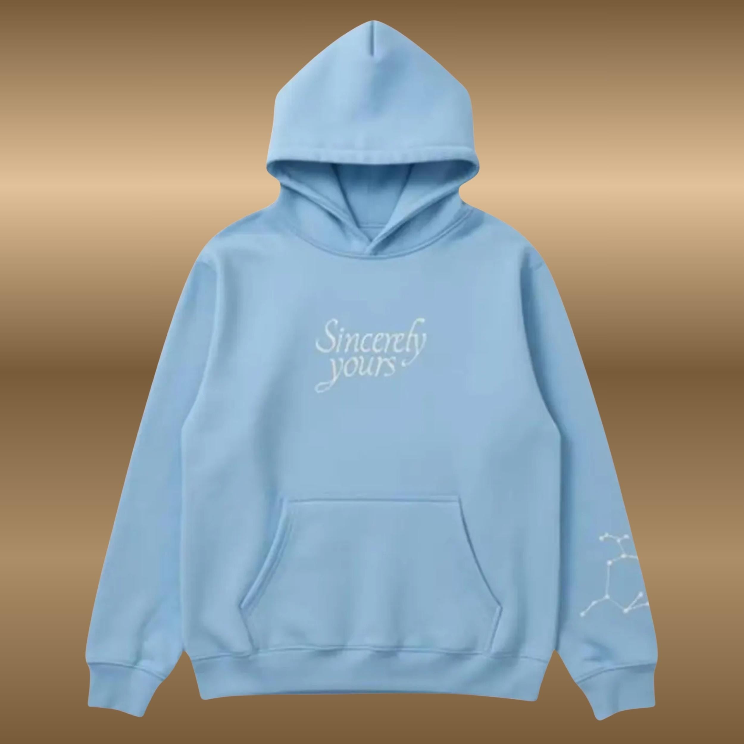 Embroidered 'Sincerely Yours' Hoodie | Gray & Light Blue Fleece Pullover | Oversized Unisex Cosplay Sweatshirt | Gift for Teen Girl