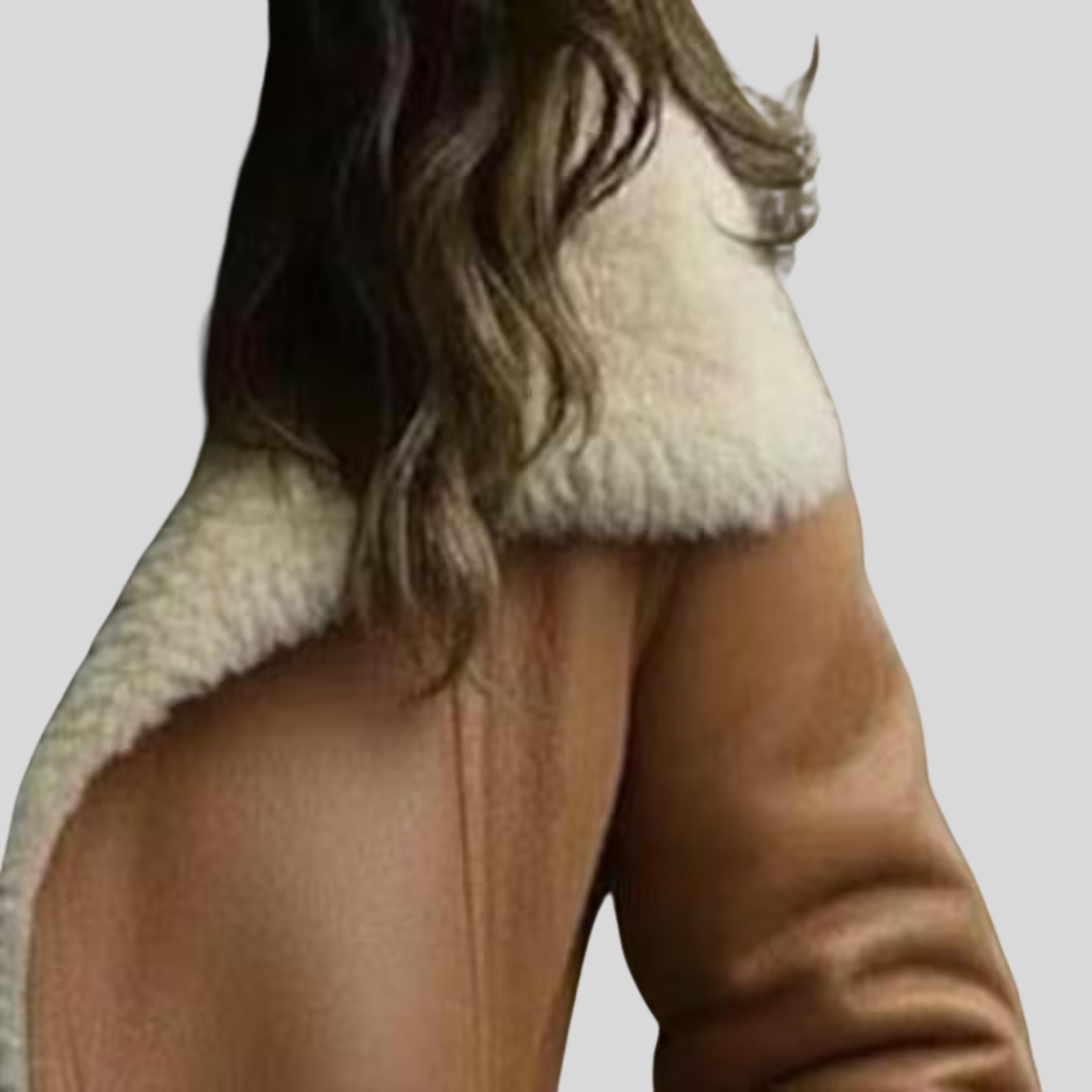 Women's Sheepskin Aviator Jacket | Genuine Leather Tan Brown Coat | Faux Fur Lapel Collar