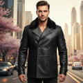 RE9 Leon S Kennedy Black Leather Trench Jacket with Fur Collar | Resident Evil Requiem Cosplay Leather Coat