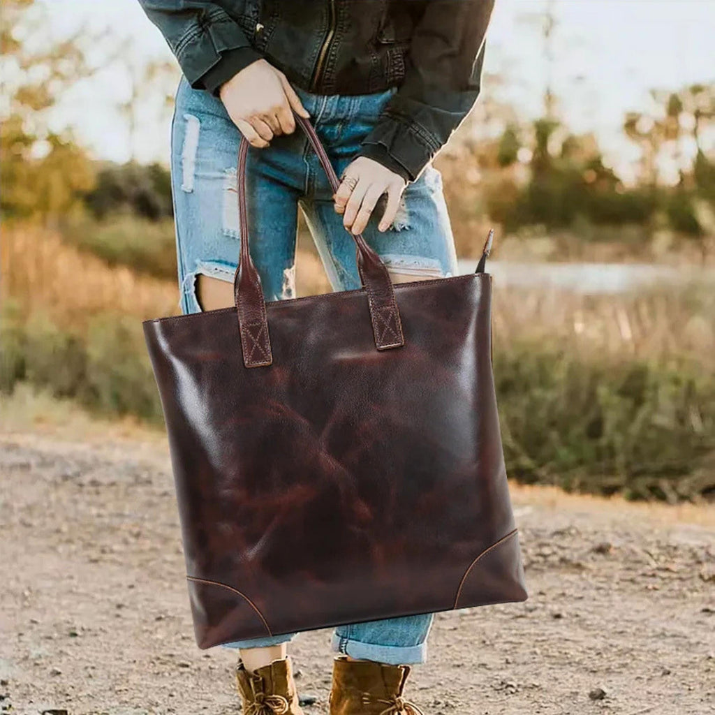 Personalized Leather Tote Bag for Women | Large Leather Work Tote | Laptop Shoulder Bag | Handmade Purse | Gift for Her | Gift for Mom