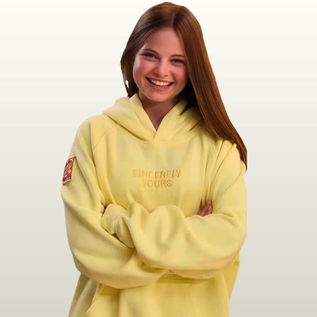 Sincerely Yours Salish Matter Yellow Hoodie | Pullover Sweatshirt | Fleece Jacket with Rose Patch and Heart Emblem | Fan Gift