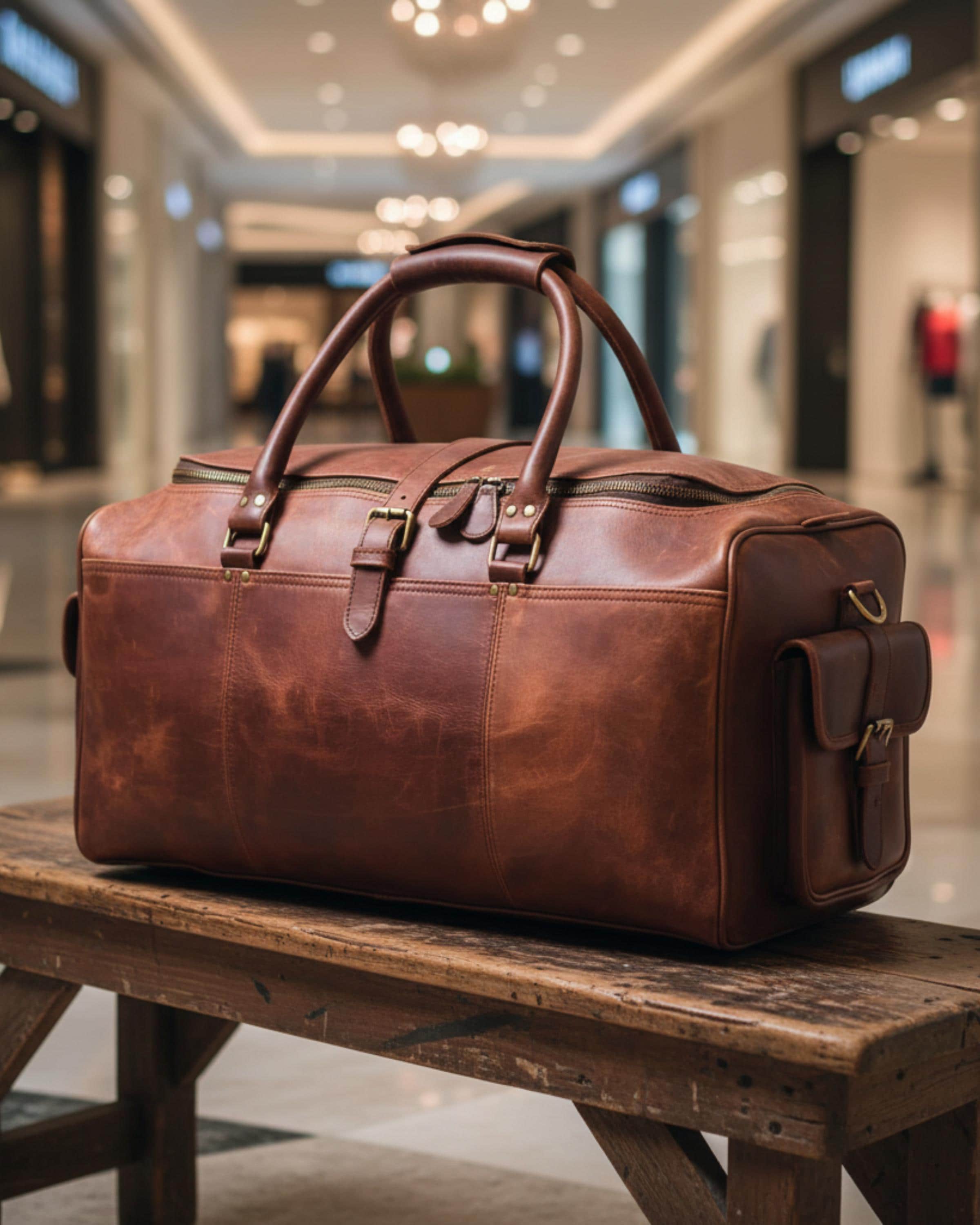 Personalized Full Grain Leather Duffel Bag Handmade Weekender Travel Bag Vintage Brown Men’s Overnight Gym Holdall Gift for Him