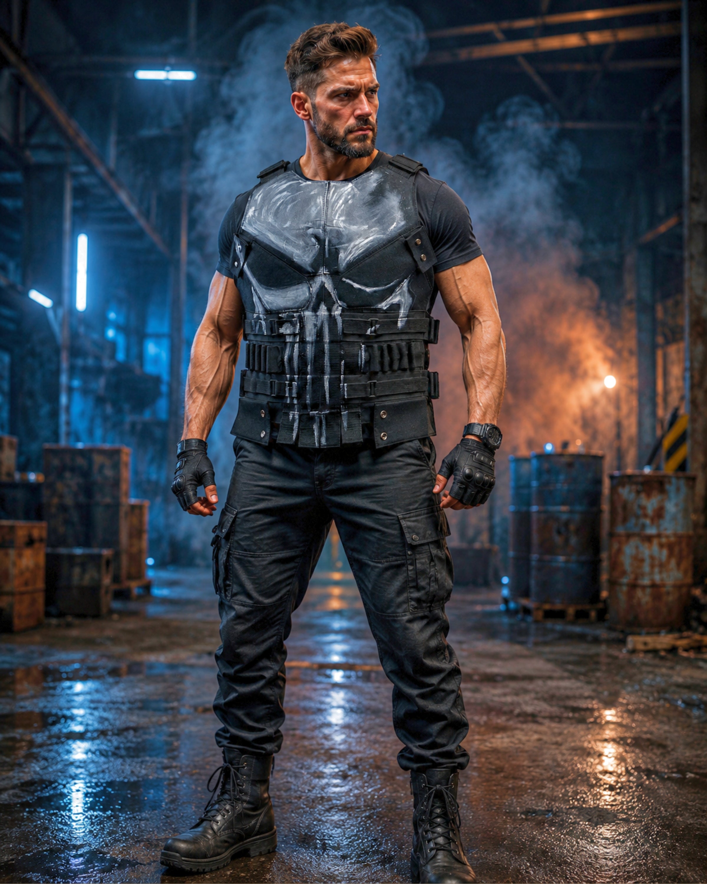 Punisher Skull Tactical Vest | Handmade Leather Combat Armor | Frank Castle Jon Bernthal Cosplay Costume | Halloween Gift for Men
