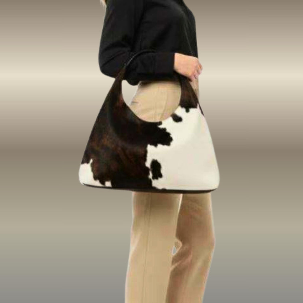 Cow Print Leather Hobo Bag for Women | Cowhide Shoulder Bag | Western Slouchy Tote | Large Everyday Handbag | Gift for Her