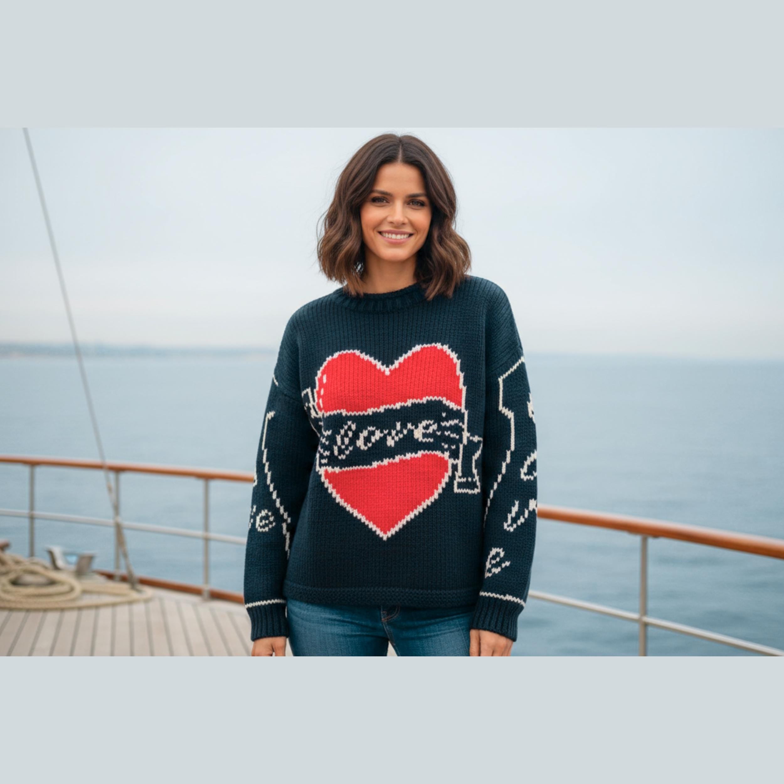 Eve Hewson Bad Sister Sweater | Oversized Heart Knit Jumper | Valentine’s Love Y2K Pullover