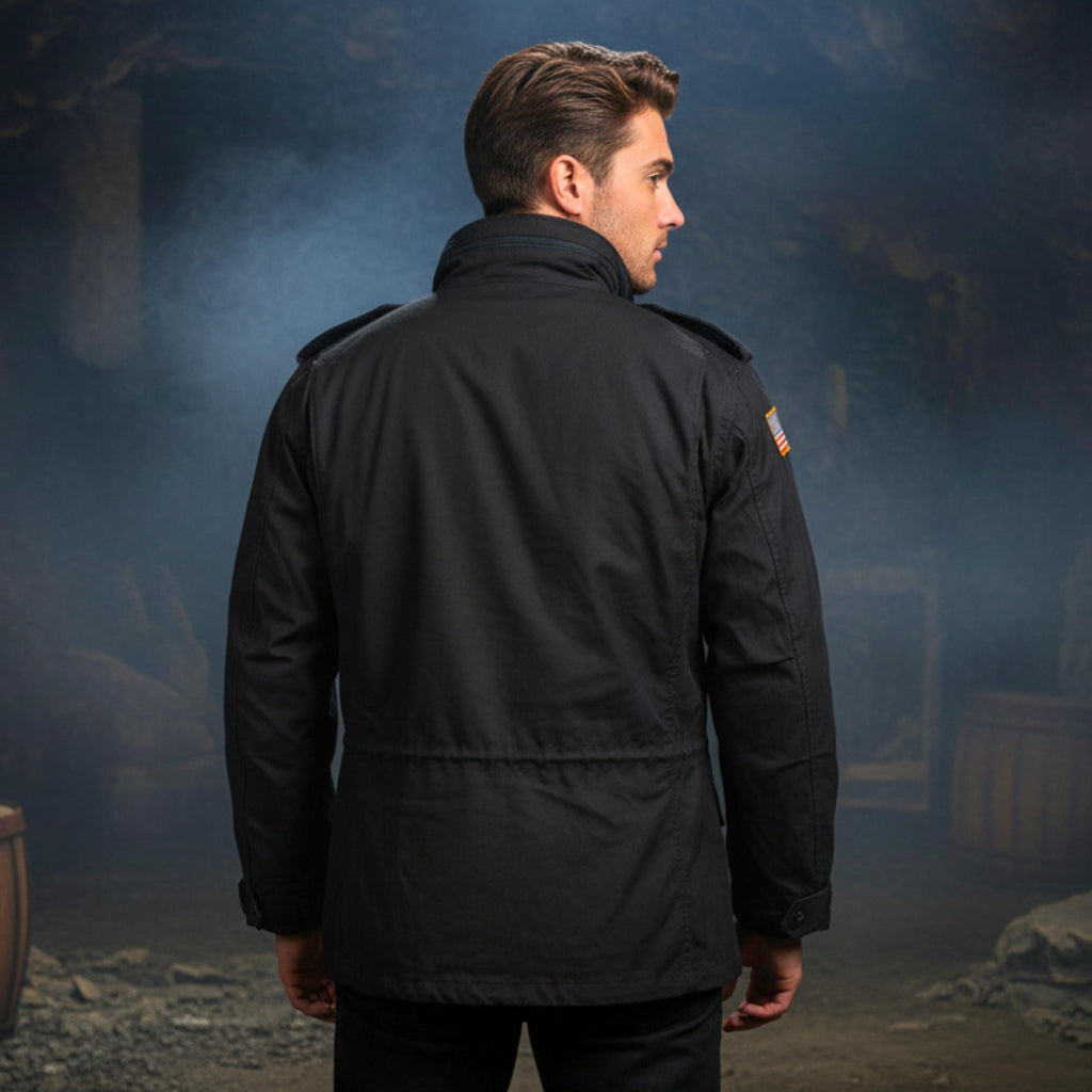 Mens John Rambo First Blood Sylvester Stallone Jacket | M65 Military US Army Olive Green Black Cotton Coat
