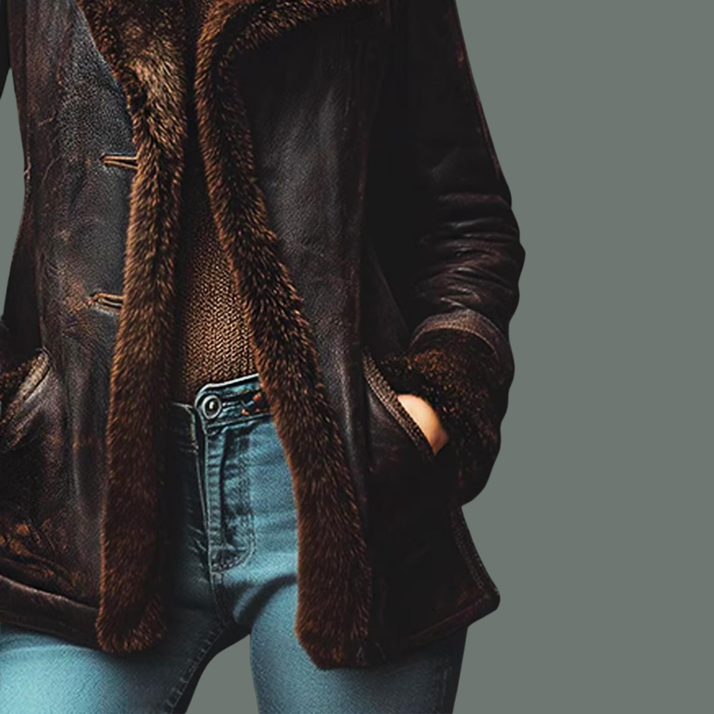 Women’s Handmade Dark Brown Shearling Coat | Vintage Aviator Sheepskin Distressed Jacket | New Year Gift