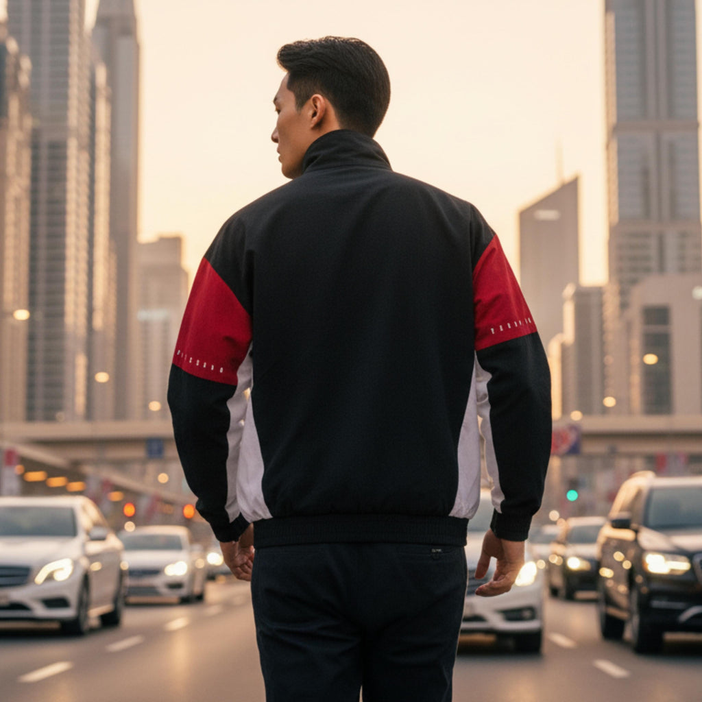 QT8 Garments Inspired Track Jacket | Red & Black Zip-Up Streetwear Jacket