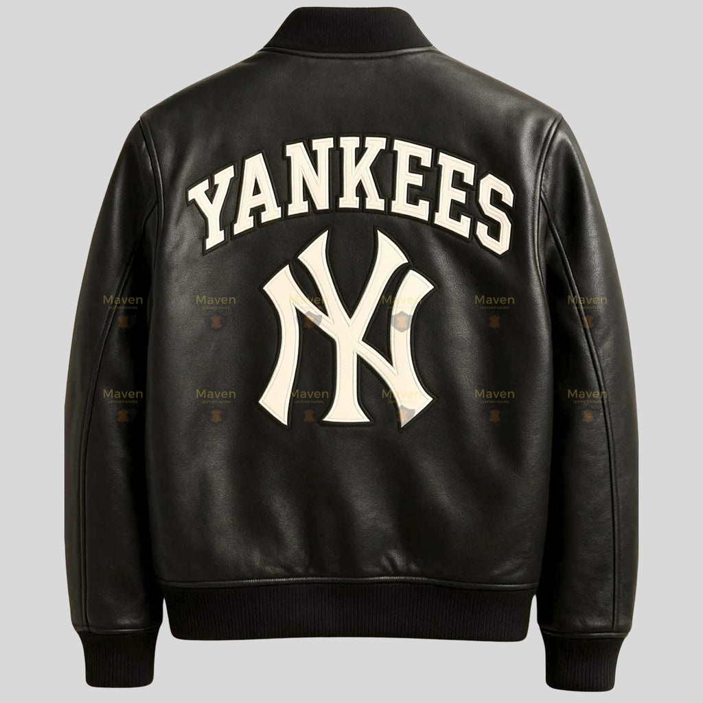 Custom Embroidered Sheepskin Leather Bomber Jacket | Handmade