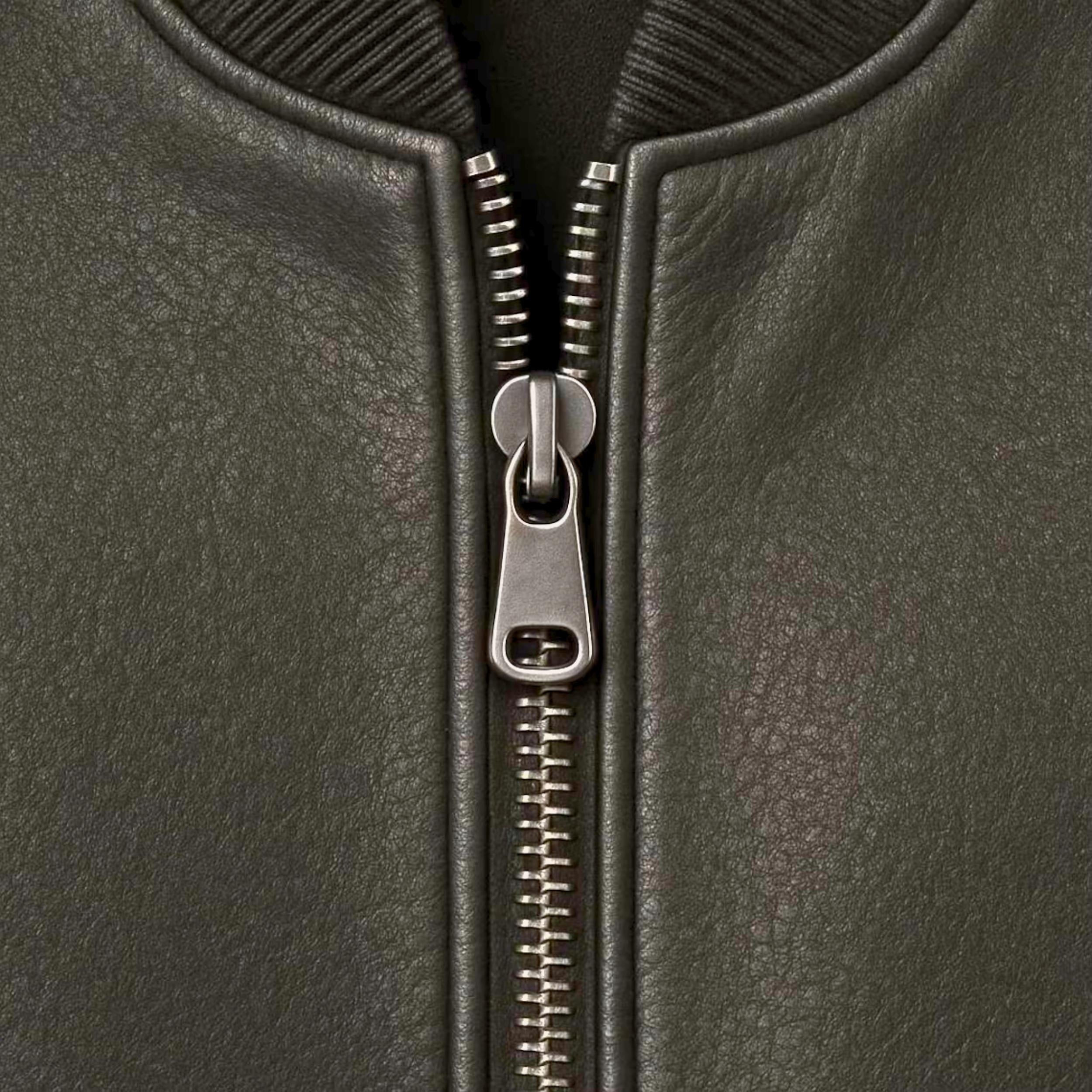 Custom Embroidered Sheepskin Leather Bomber Jacket | Handmade
