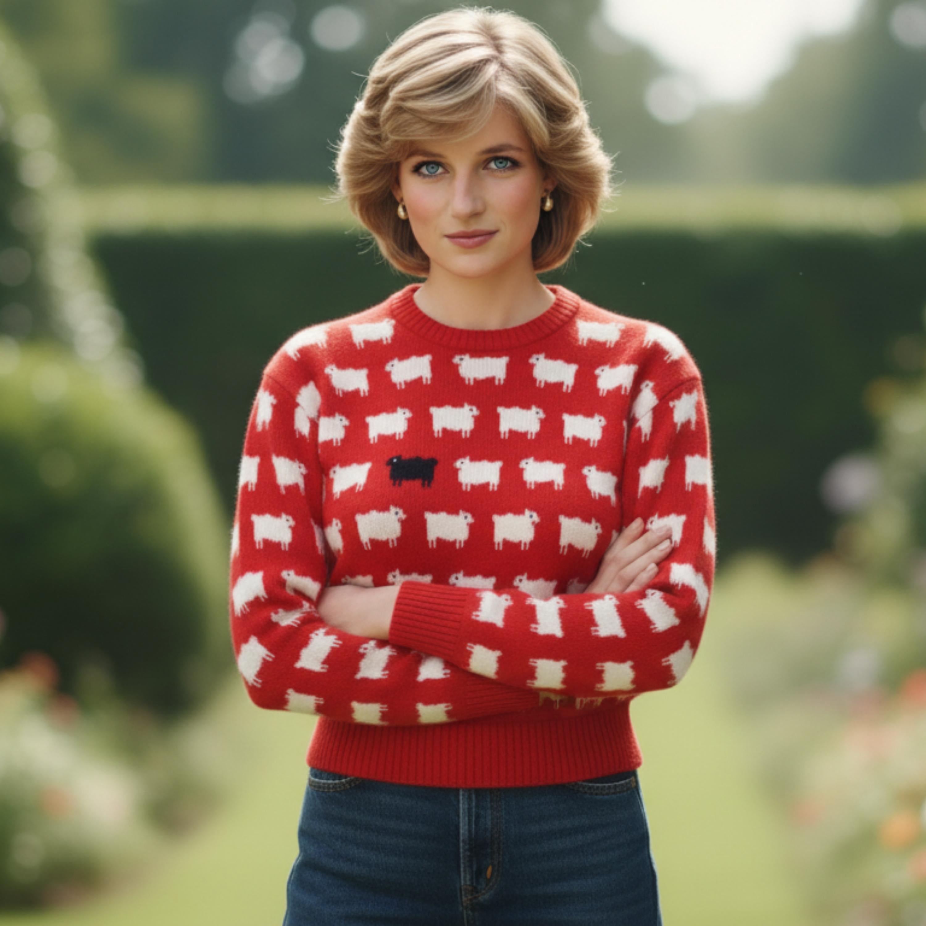 Princess Diana Black Sheep Sweater| 80s Style Knit Jumper | Vintage Style Outfits | Gift for Her