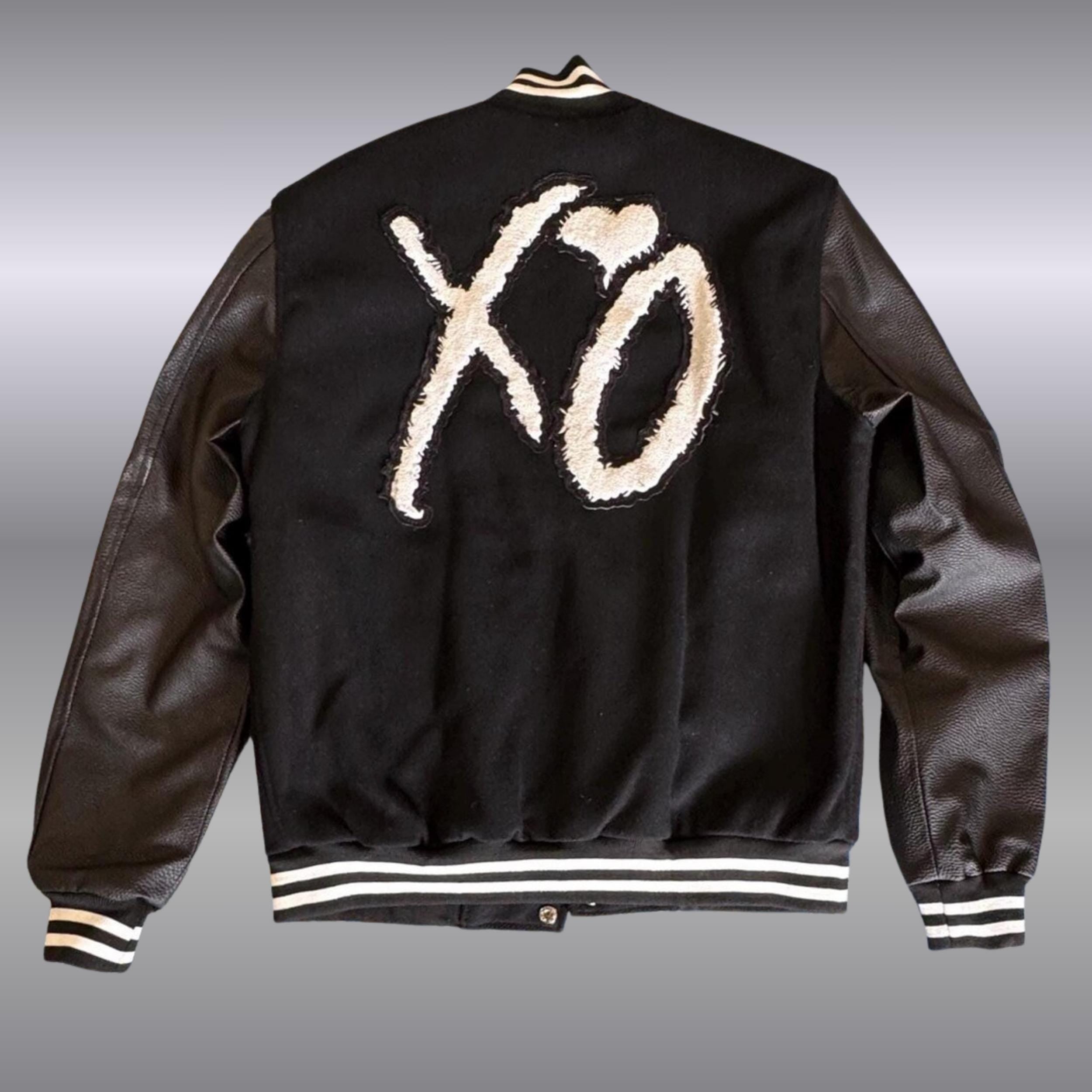 Handmade XO Varsity Jacket | Black Wool & Leather Bomber Jacket | Letterman College Baseball Outerwear | Gift For Him