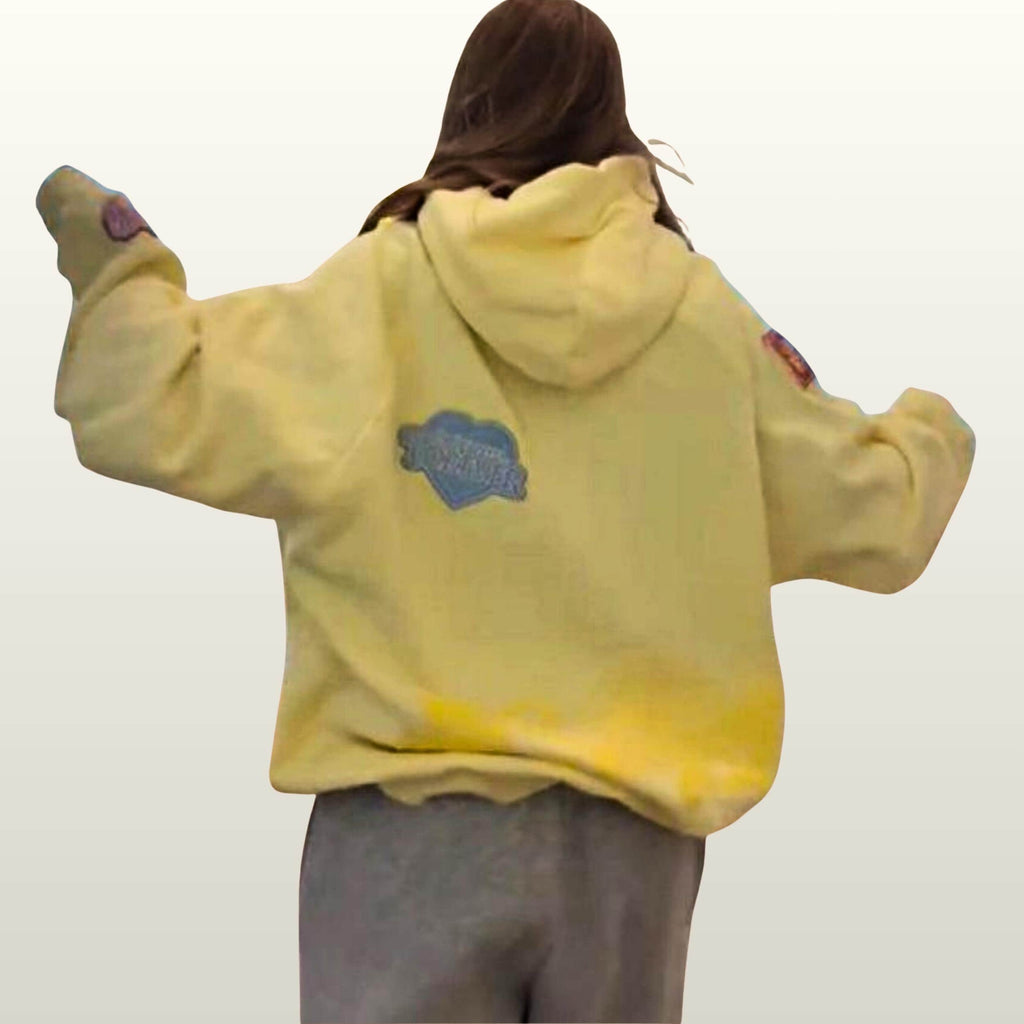 Sincerely Yours Salish Matter Yellow Hoodie | Pullover Sweatshirt | Fleece Jacket with Rose Patch and Heart Emblem | Fan Gift