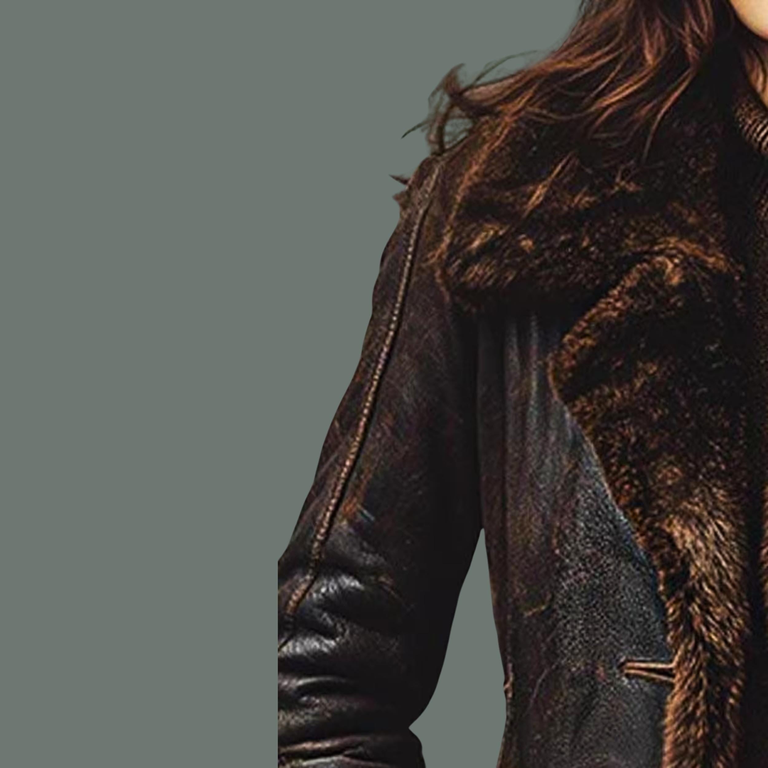 Women’s Handmade Dark Brown Shearling Coat | Vintage Aviator Sheepskin Distressed Jacket | New Year Gift