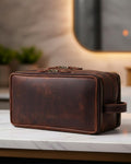Groomsmen Gift | Leather Toiletry Bag | Crazy Horse Dopp Kit | Men's Shaving Kit | Travel Grooming Organizer | Gift for Him