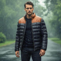 Men’s Lambskin Leather Puffer Jacket Quilted Down Winter Coat | Lightweight Insulated Outdoor Jacket for Cold Weather Australia New Zealand