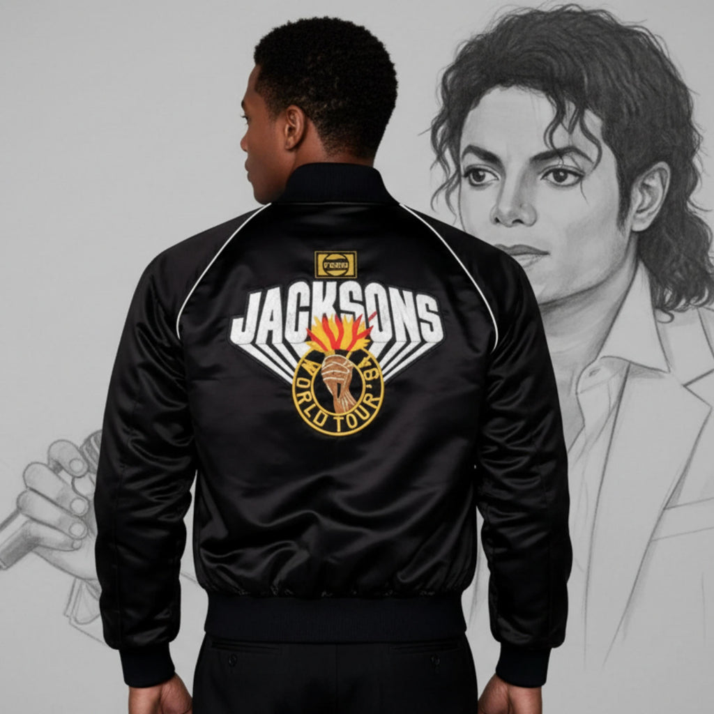 Michael Jackson 1984 Victory Tour Jacket | MJ The Jacksons Satin Bomber Jacket | Vintage Pop Star Outerwear