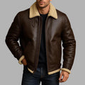 Men’s Handmade Shearling Leather Jacket | Genuine Sheepskin Aviator B3 Bomber Winter Coat