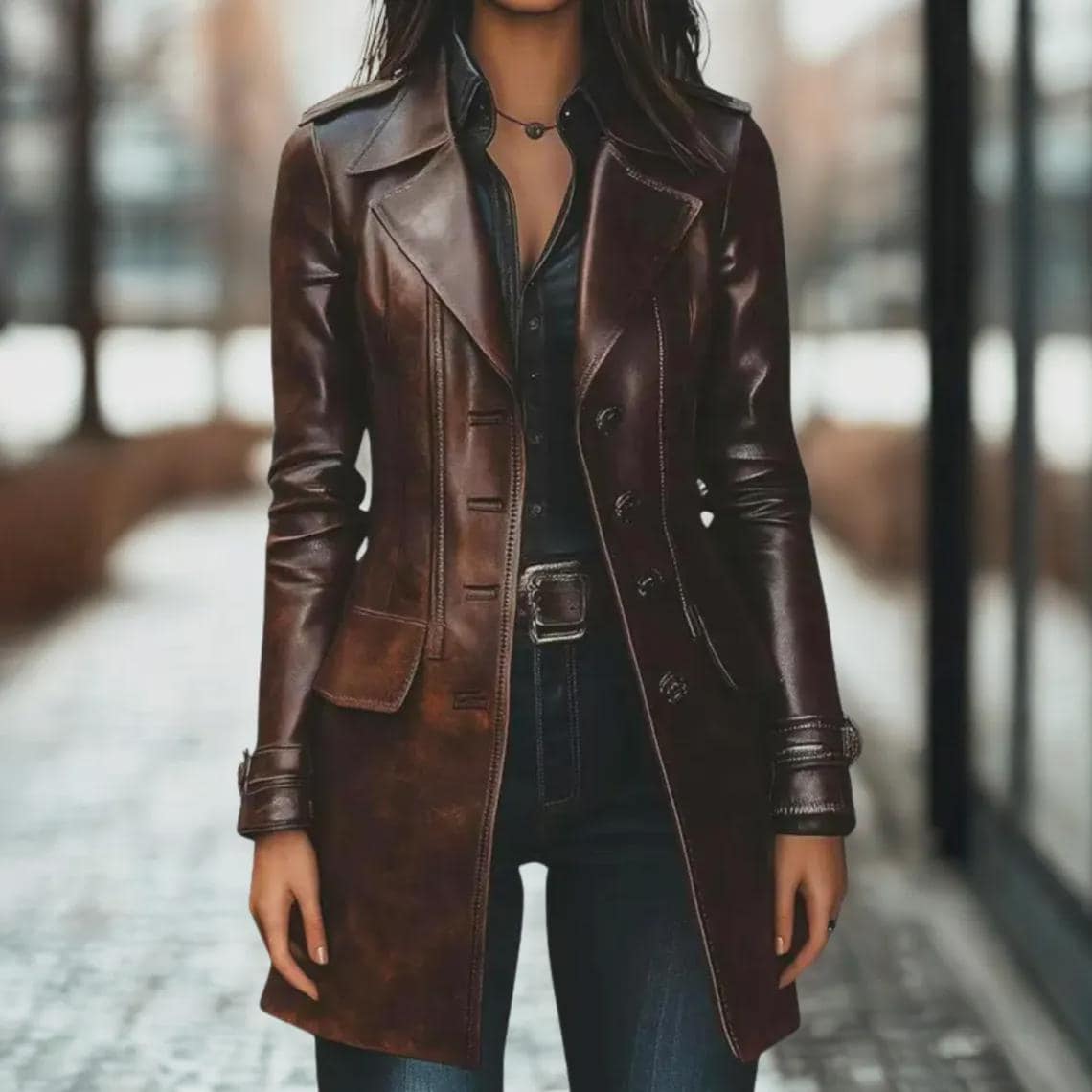 Women’s Handmade Vintage Brown Distressed Real Leather Long Coat | Classic Winter Jacket | Fall Fashion