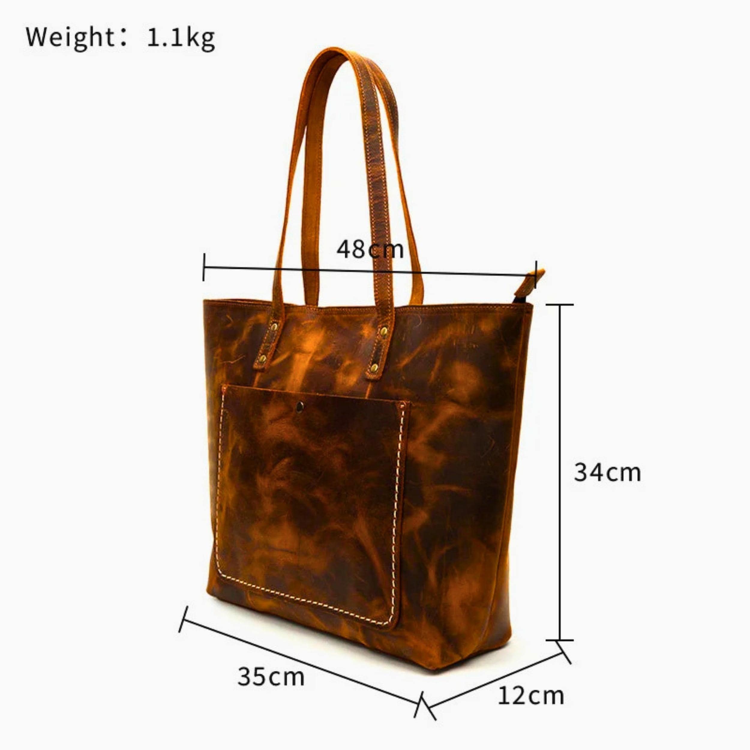 Personalized Full Grain Leather Tote for Women | Large Work & Laptop Shoulder Bag | Handmade Business Purse | Gift for Mom Girlfriend