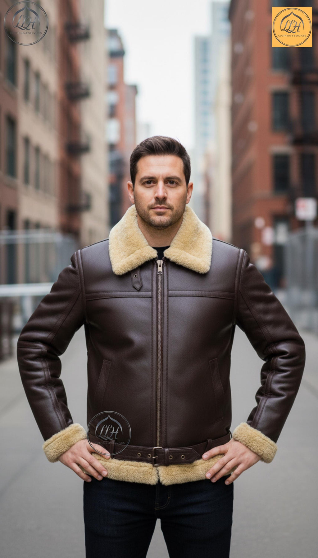 Men’s Handmade Golden Shearling Sheepskin Natural Leather Jacket | Winter Outerwear