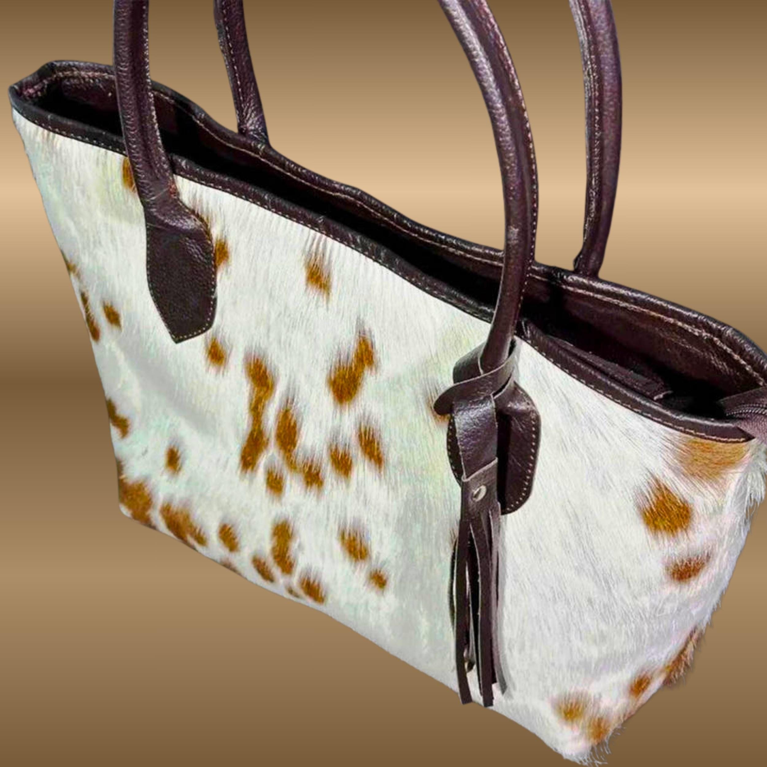 Handmade Hair-On Cowhide Leather Tote Bag | Western Boho Cowhide Shoulder Purse | Large Everyday Handbag