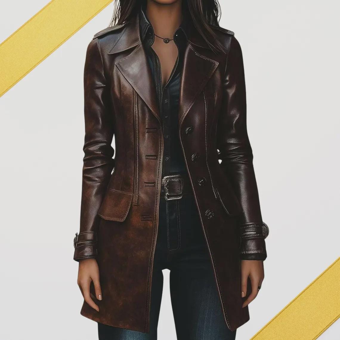Women’s Handmade Vintage Brown Distressed Real Leather Long Coat | Classic Winter Jacket | Fall Fashion