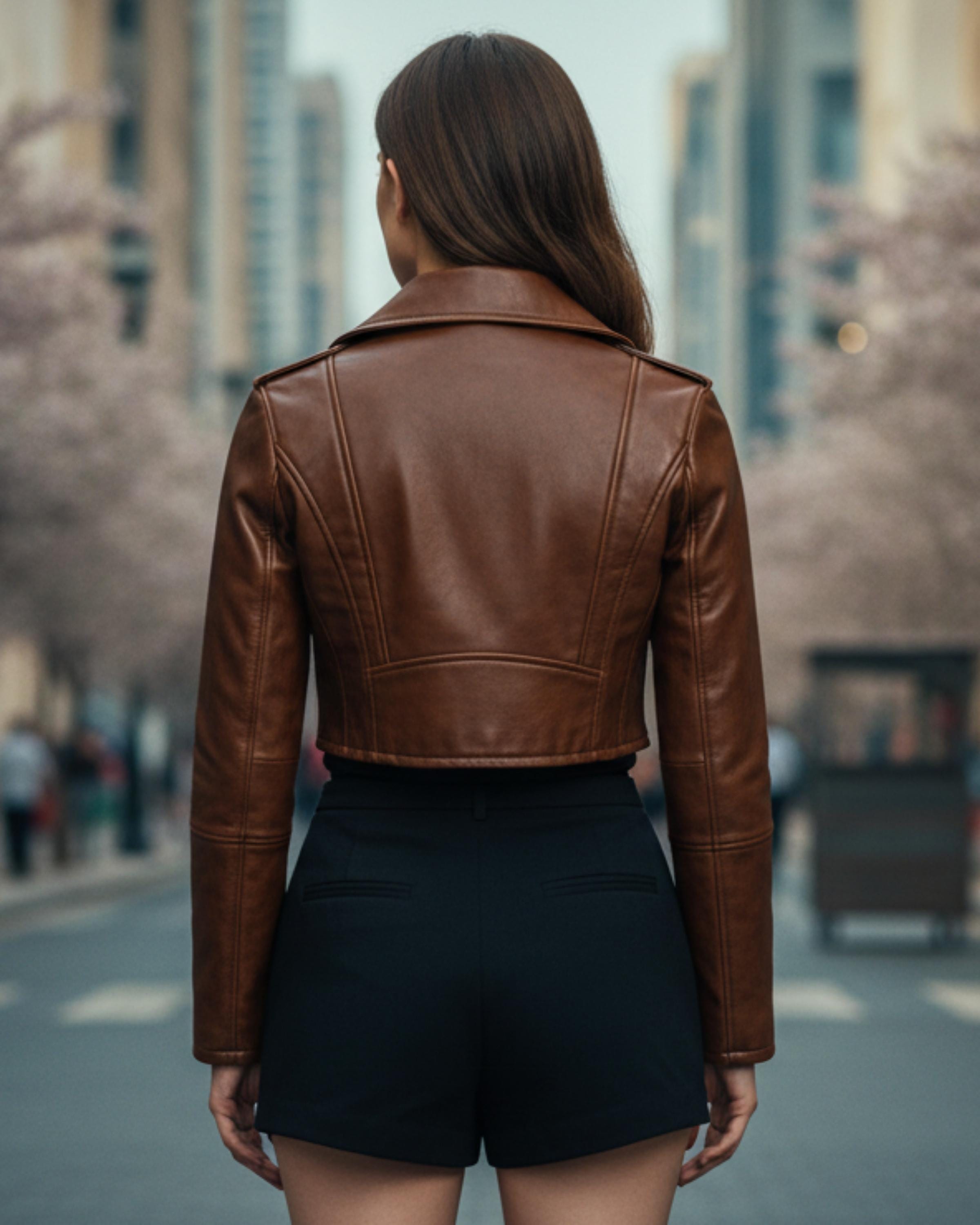 Women X-Men ’97 Rogue Cosplay Jacket | Brown Cropped Genuine Leather X-Women Costume | Handmade 90s Superhero Style Outfit
