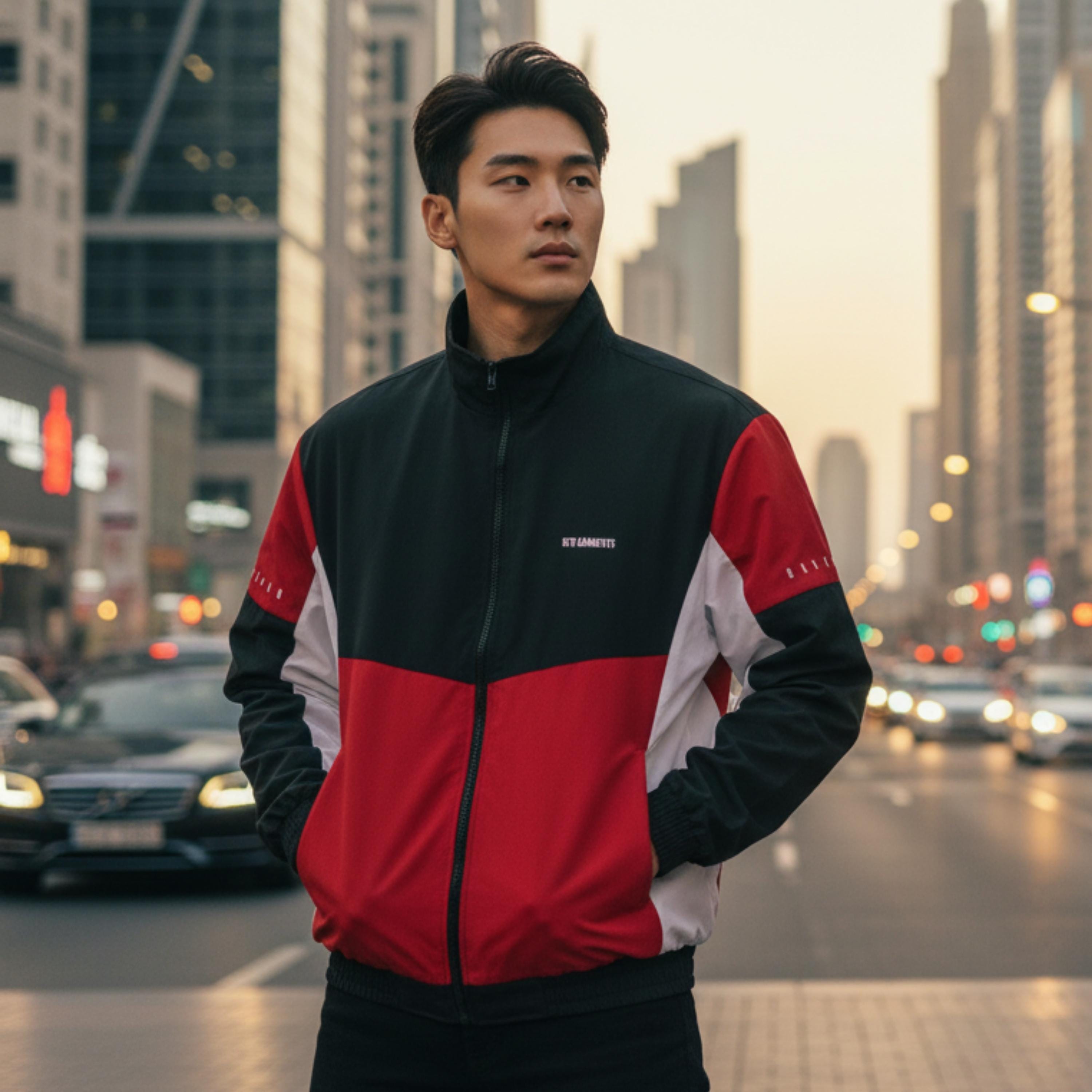 QT8 Garments Inspired Track Jacket | Red & Black Zip-Up Streetwear Jacket