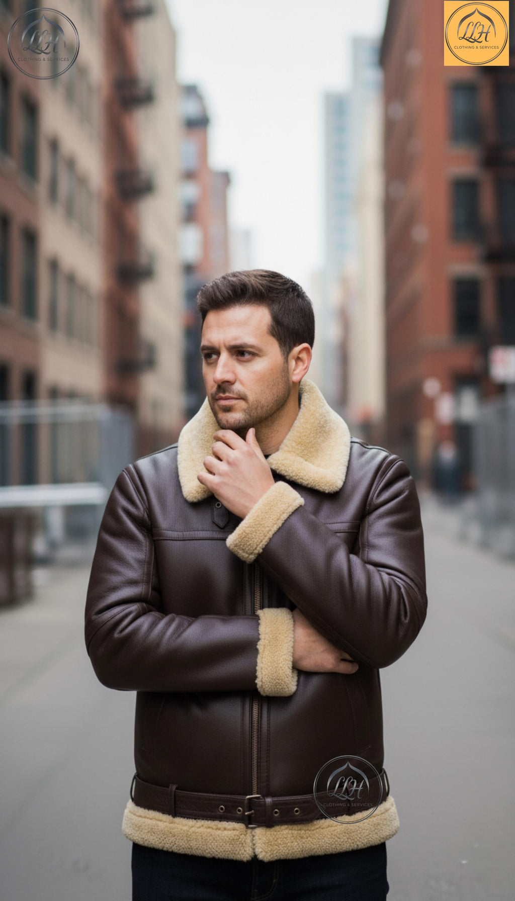 Men’s Handmade Golden Shearling Sheepskin Natural Leather Jacket | Winter Outerwear