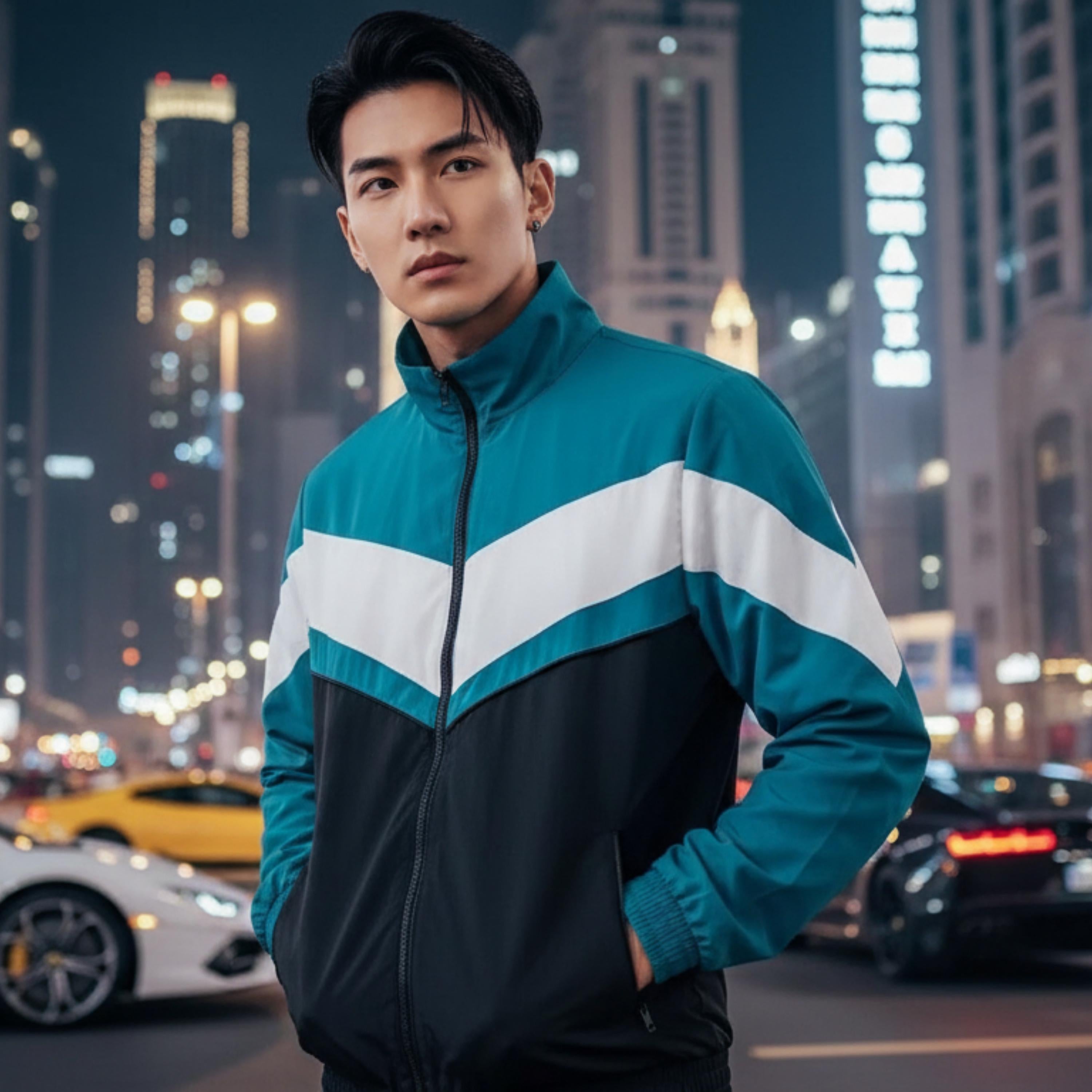 Weak Hero Class 1 Suho Jacket | Korean Streetwear Track Hoodie | Color Block Windbreaker Teal Black White | K-Drama Inspired Unisex  Jacket