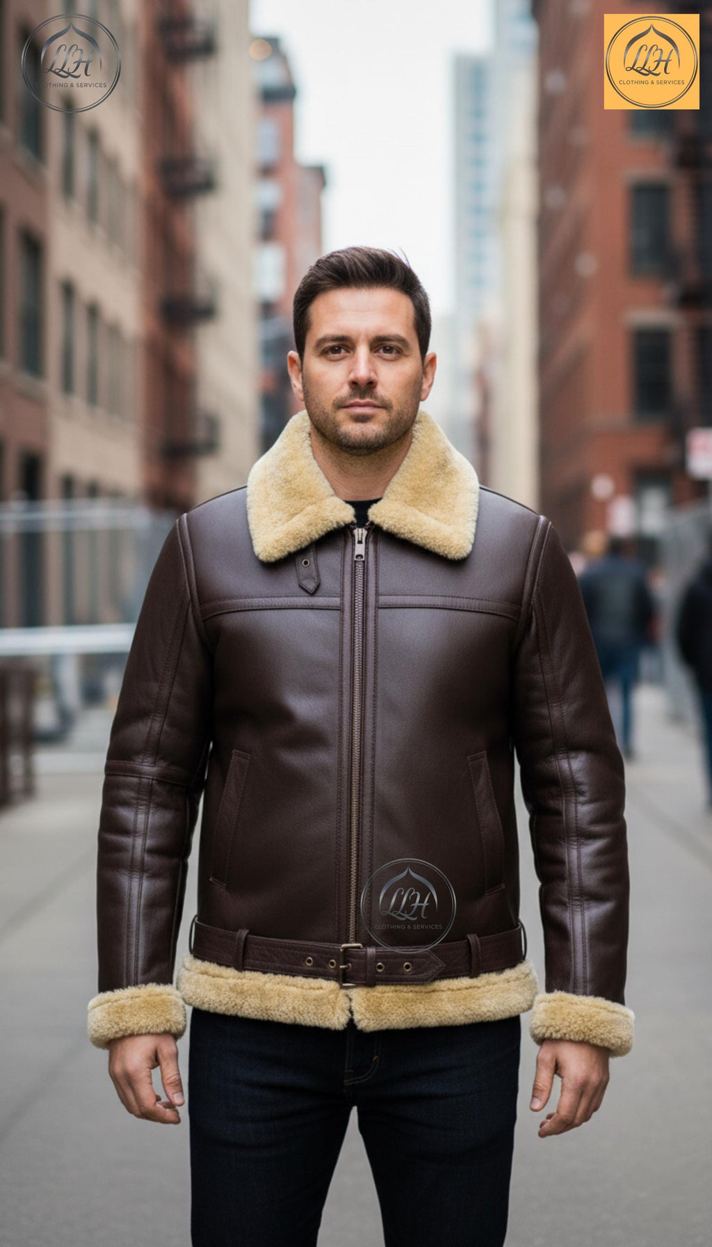 Men’s Handmade Golden Shearling Sheepskin Natural Leather Jacket | Winter Outerwear