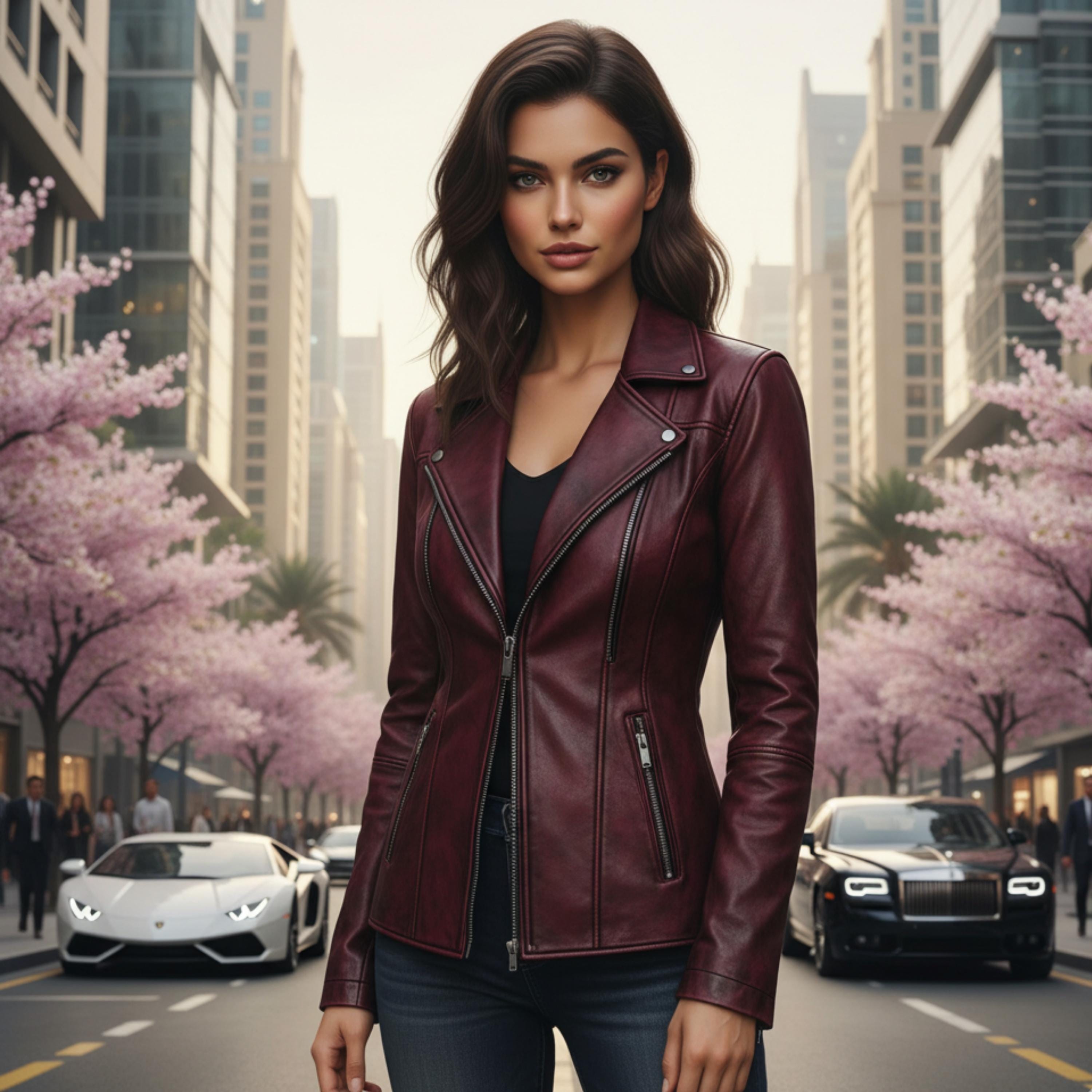 Women's Vintage Burgundy Natural Leather Jacket | Handmade Retro Coat