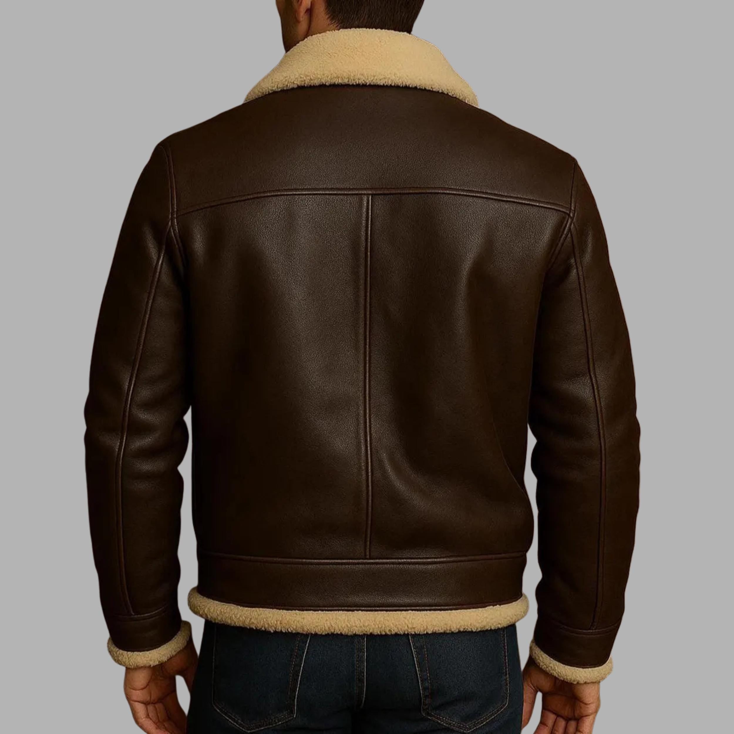 Men’s Handmade Shearling Leather Jacket | Genuine Sheepskin Aviator B3 Bomber Winter Coat