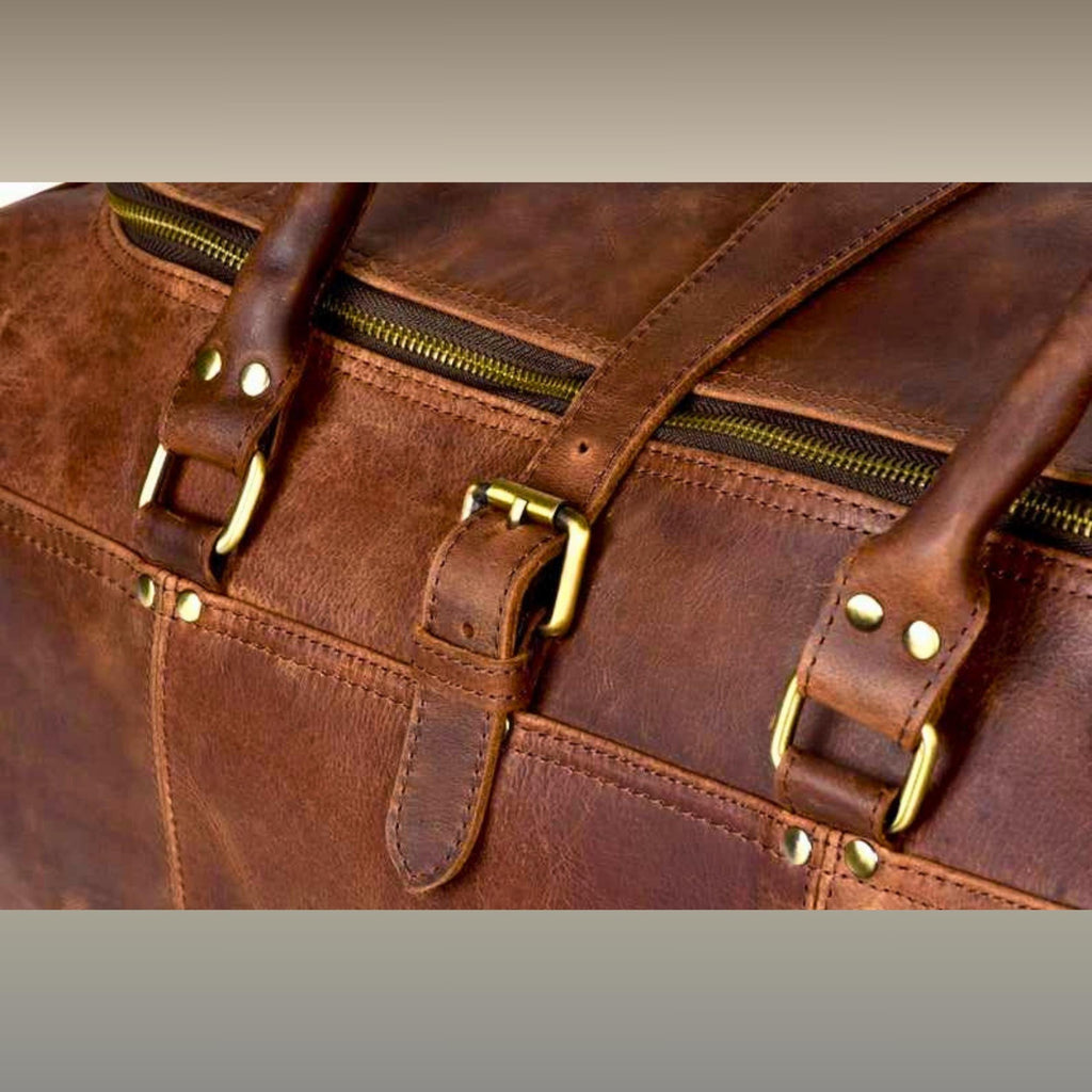 Personalized Full Grain Leather Duffel Bag Handmade Weekender Travel Bag Vintage Brown Men’s Overnight Gym Holdall Gift for Him