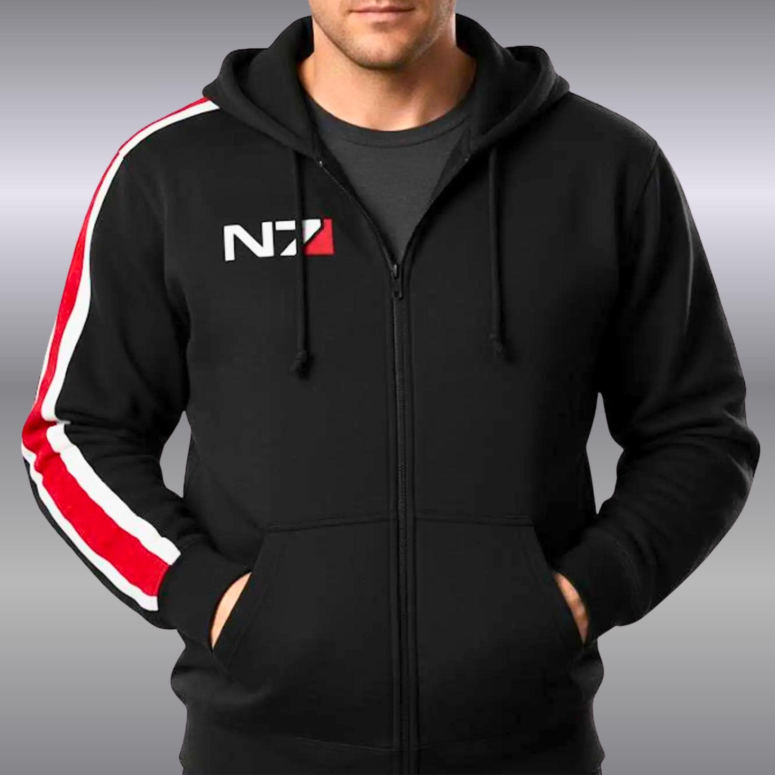 Mass Effect Inspired N7 Hoodie | Commander Shepard Style Zip-Up Cosplay Sweatshirt