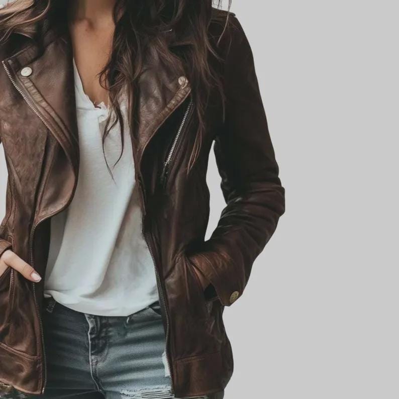 Women's Handmade Vintage Brown Leather Jacket | Lapel Collar Biker Coat