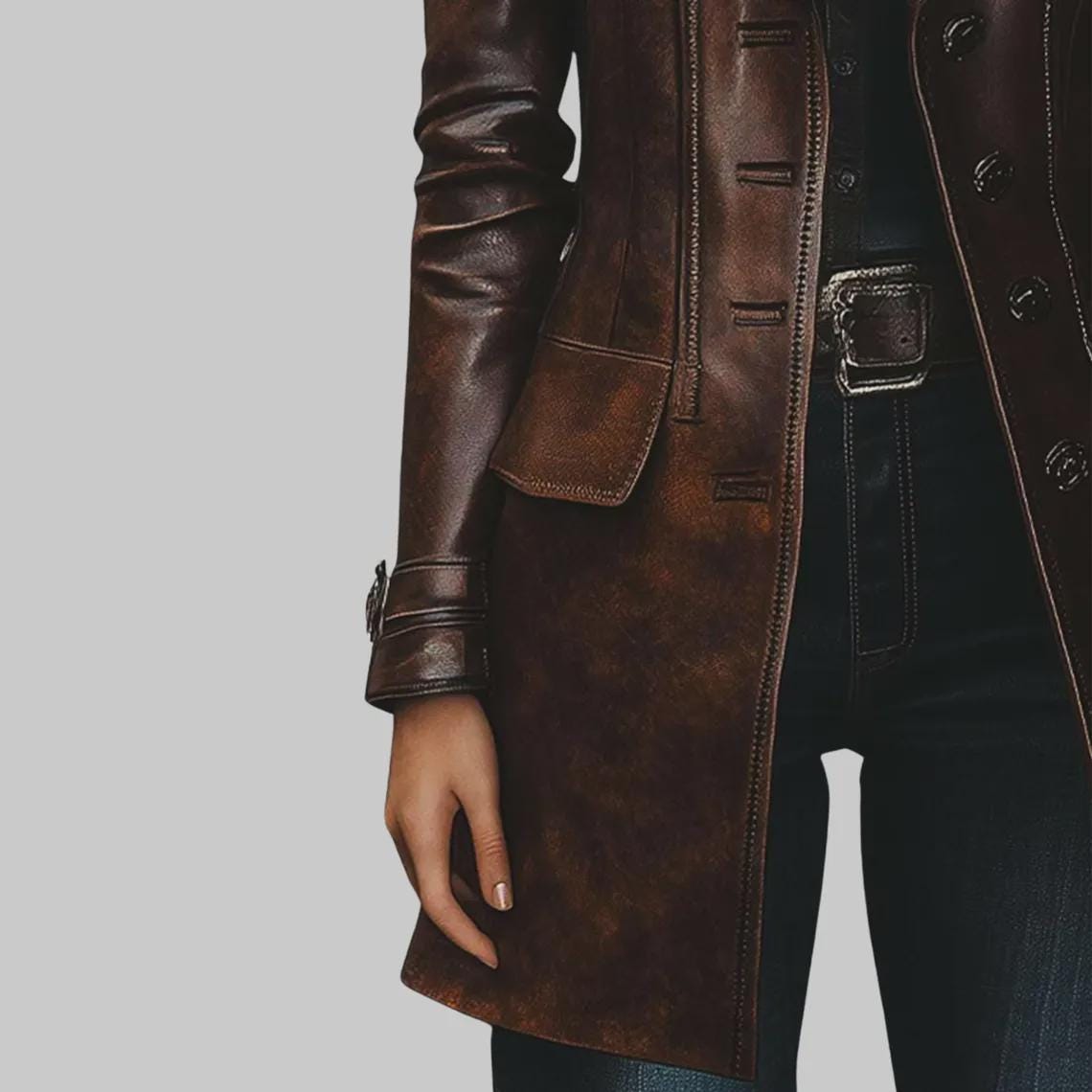 Women’s Handmade Vintage Brown Distressed Real Leather Long Coat | Classic Winter Jacket | Fall Fashion