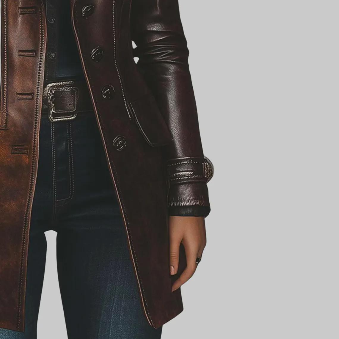 Women’s Handmade Vintage Brown Distressed Real Leather Long Coat | Classic Winter Jacket | Fall Fashion