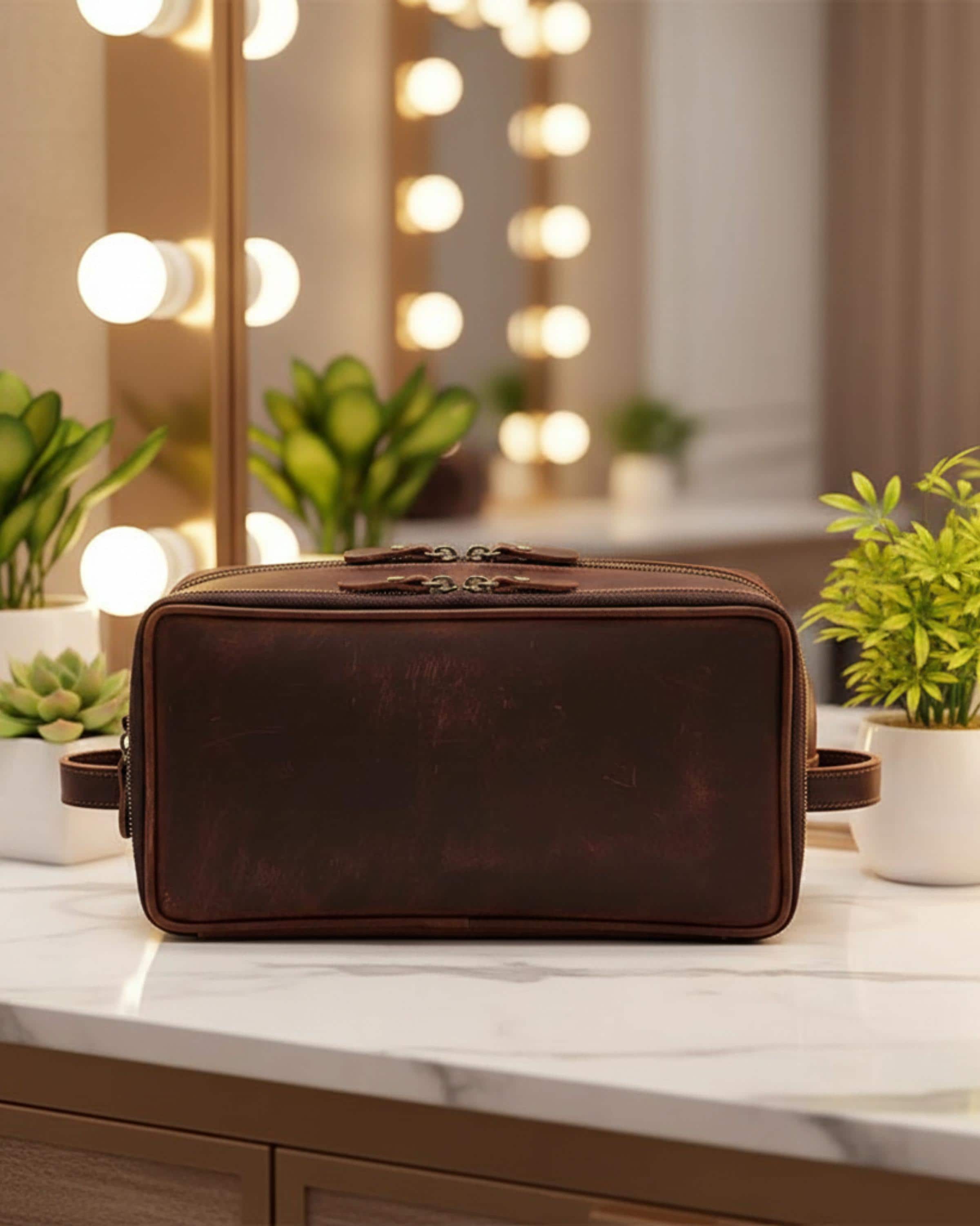 Groomsmen Gift | Leather Toiletry Bag | Crazy Horse Dopp Kit | Men's Shaving Kit | Travel Grooming Organizer | Gift for Him