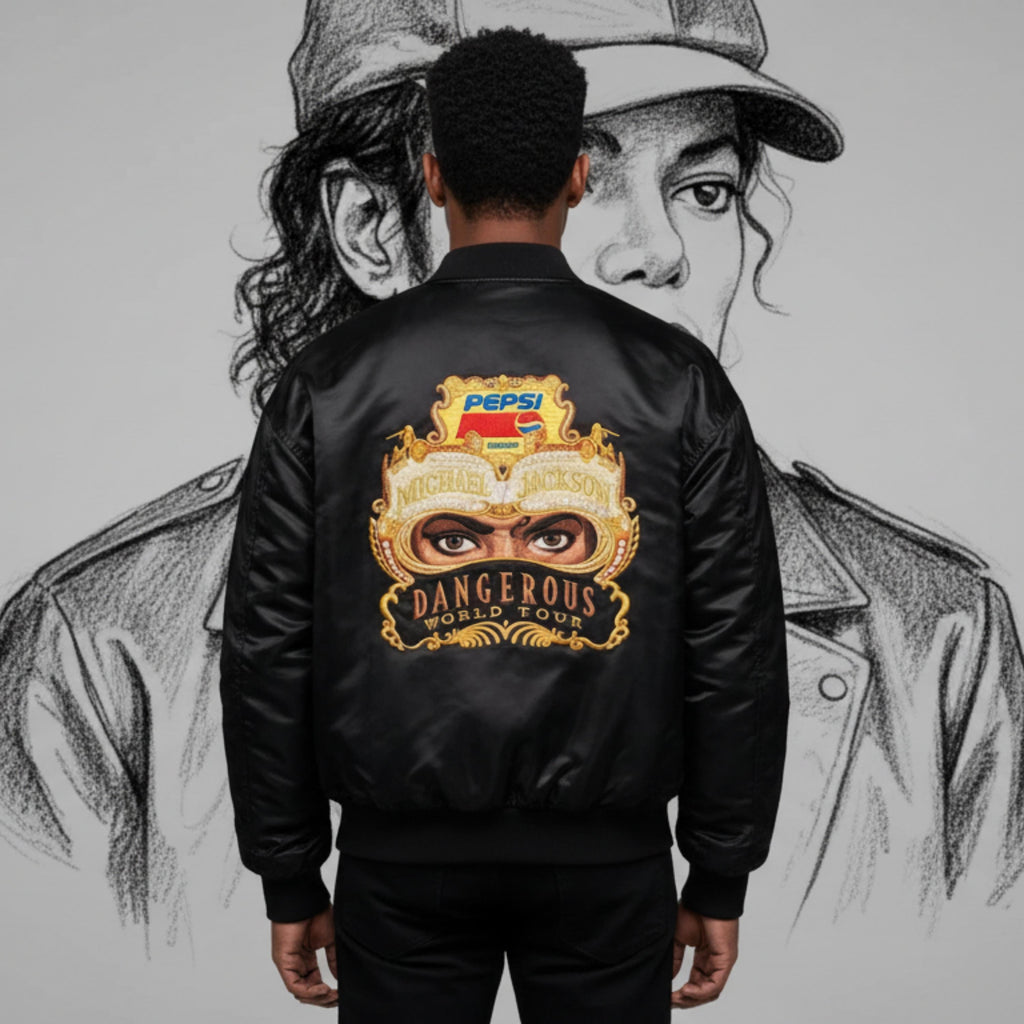 Michael Jackson Dangerous World Tour Jacket | MJ Pepsi Inspired Bomber Jacket | Retro Pop Star Cosplay Outerwear