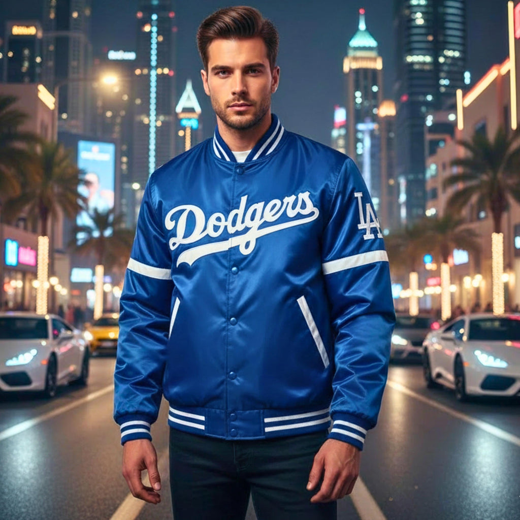 Los Angeles Dodgers Satin Varsity Jacket | Royal Blue Baseball Bomber Inspired Vintage Jacket | Limited Edition | Gift for Him