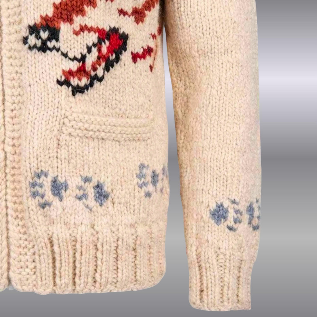Handmade Wool Wolf Cardigan Sweater | Mary Maxim Inspired Nordic Knit Jacket