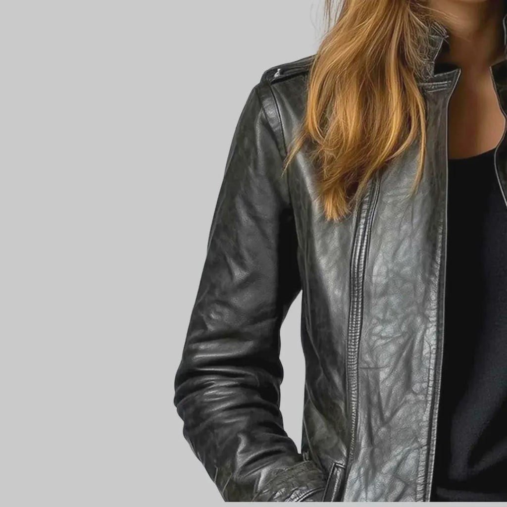 Women's Handmade Black Genuine Leather Blazer | Customized Long Jacket | Luxury Gift for Her